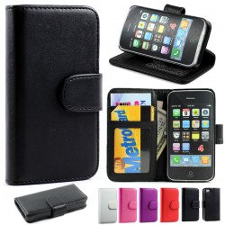 iPhone 4S / 4 Simple Flip Leather Wallet Case (Black)